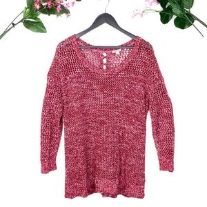 Lucky Brand Open Knit Red Sweater